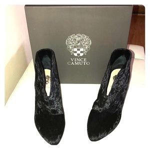 Black crushed velvet booties